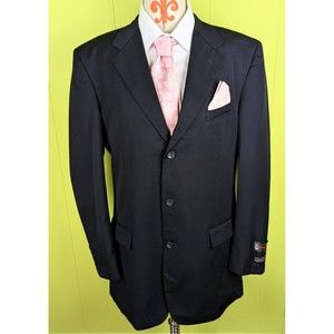 NWOT Cianni Cellini Super Gab Men's 40L 100% Wool Black Blazer Jacket 3-Button